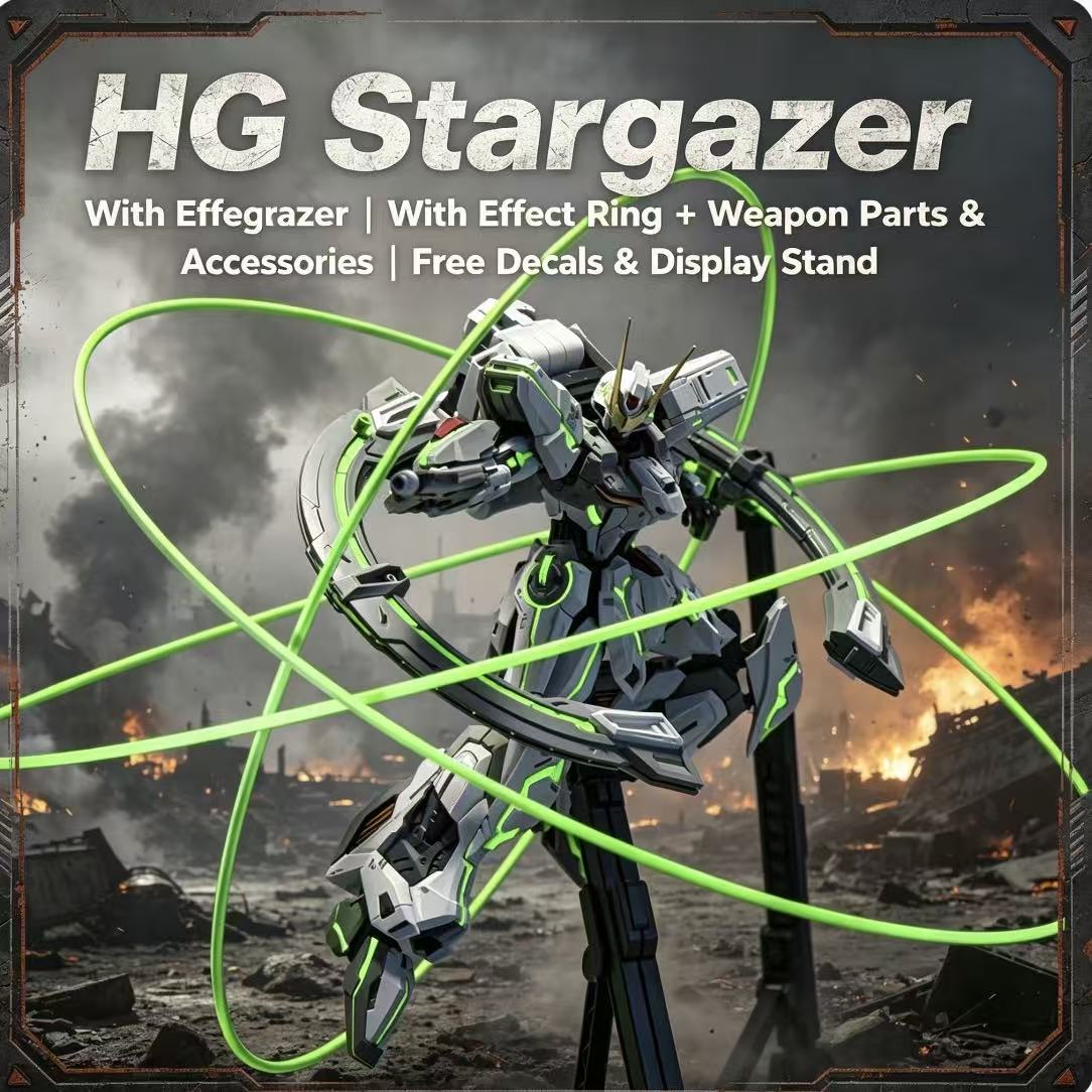 Model Kit Gundam Hg - 47 HG スターゲイザー メカ エフェクトリング付き、バックパックとアクセサリーパーツ、組み立てモデルキット、コレクターズオーナメント、男の子へのギフト