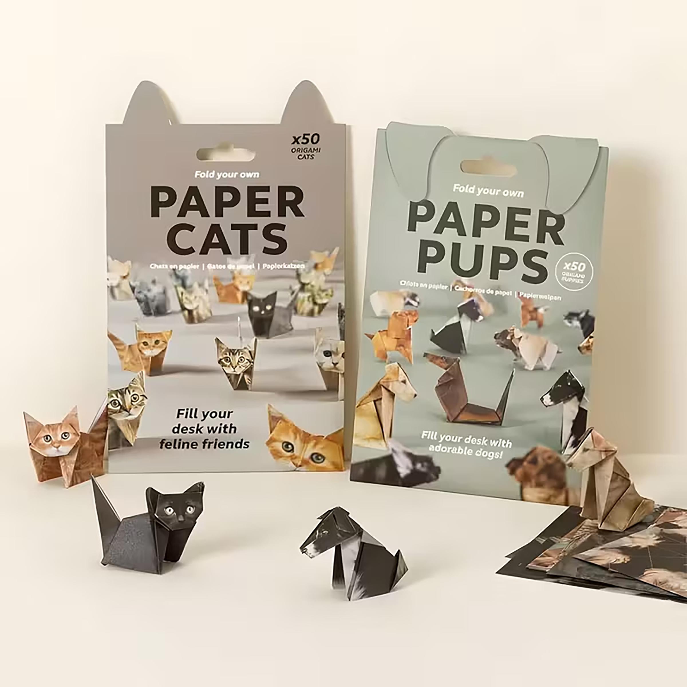 Model Kit Instructions - 1個入り DIY 3Dペーパー犬猫折り紙キット - ステップバイステップで自分の手作りモデルを折り畳む、緑色の色分けされた説明書付き