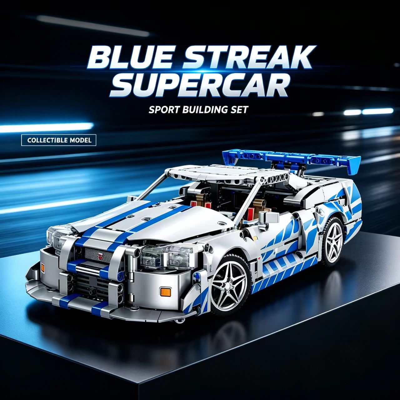 1:14スケールのスーパーカー組み立てキット。14歳以上の青 - Model Kit Chemistry のレビューと価格
