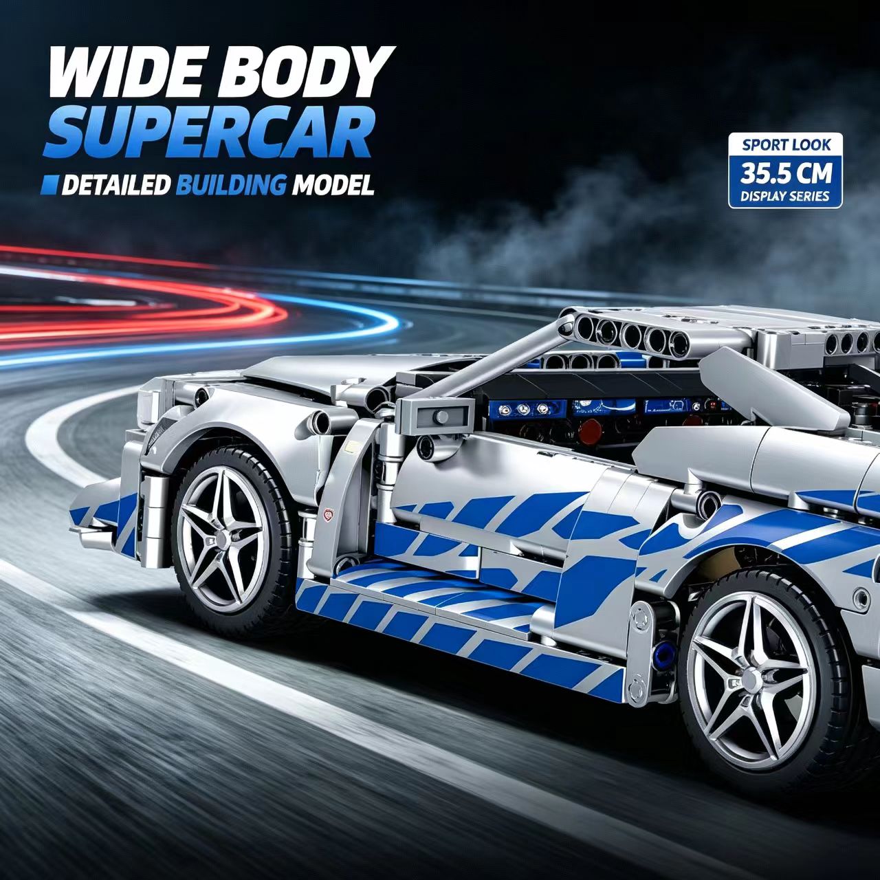 1:14スケールのスーパーカー組み立てキット。14歳以上の青 - Model Kit Chemistry のレビューと価格
